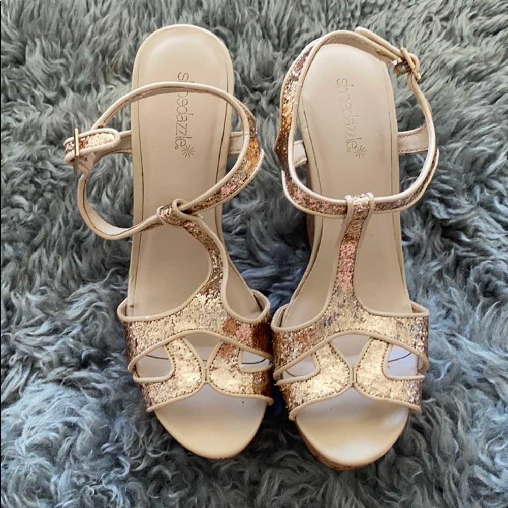 Gold glitter heels